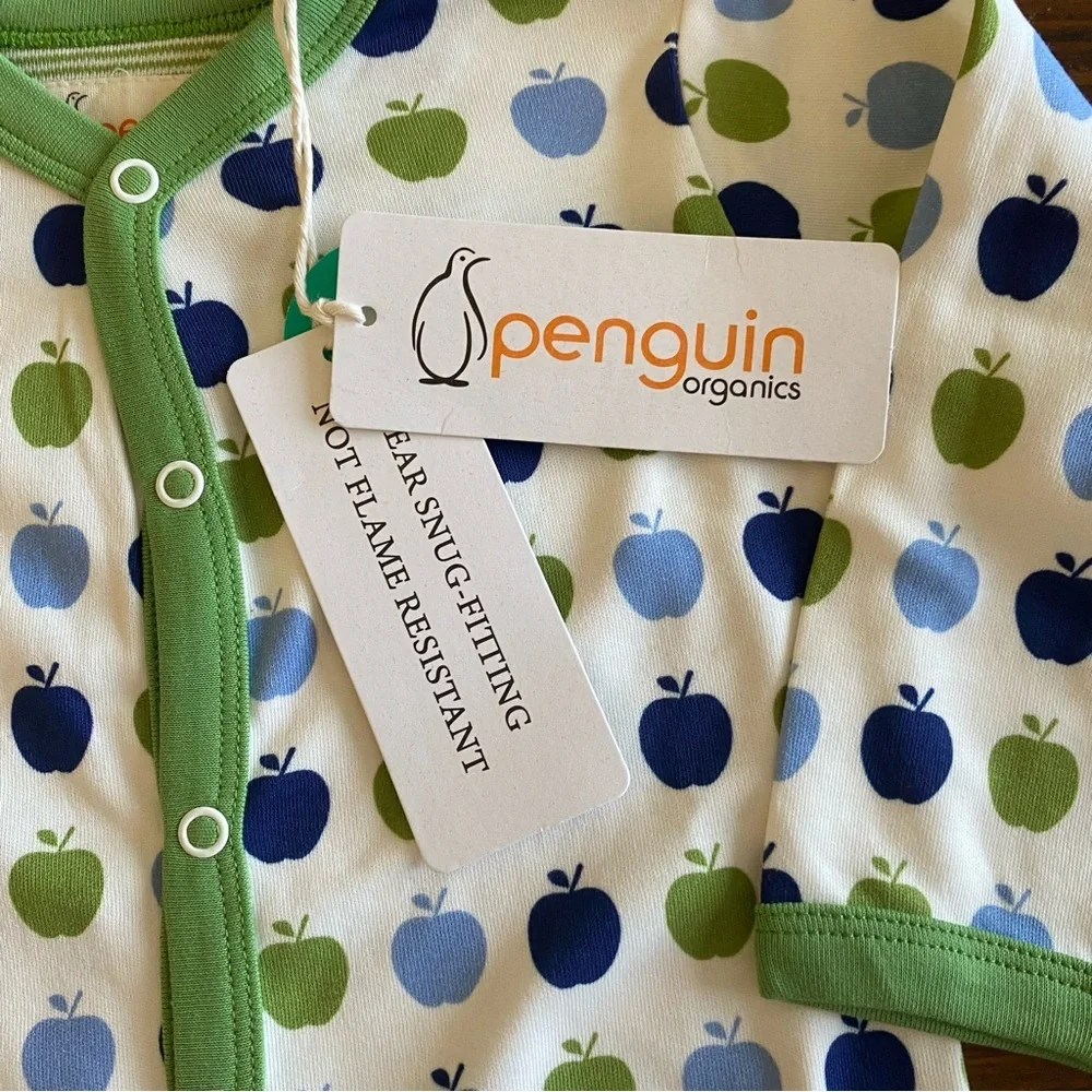 Apple One-Piece Multi Blue Green Organic Cotton BY‎ PENGUIN ORGANICS 12-18M NWT